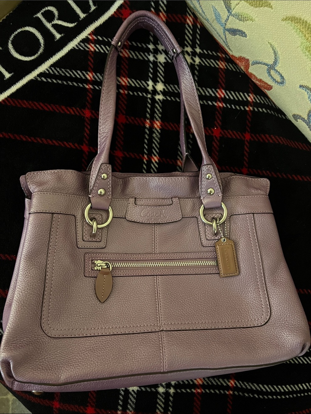 Coach Lavender Pebbled Leather Tote